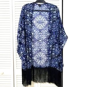 Large Echo Beautiful Blue Kumono Cover bottom Fringes 39" Long Fring swim
